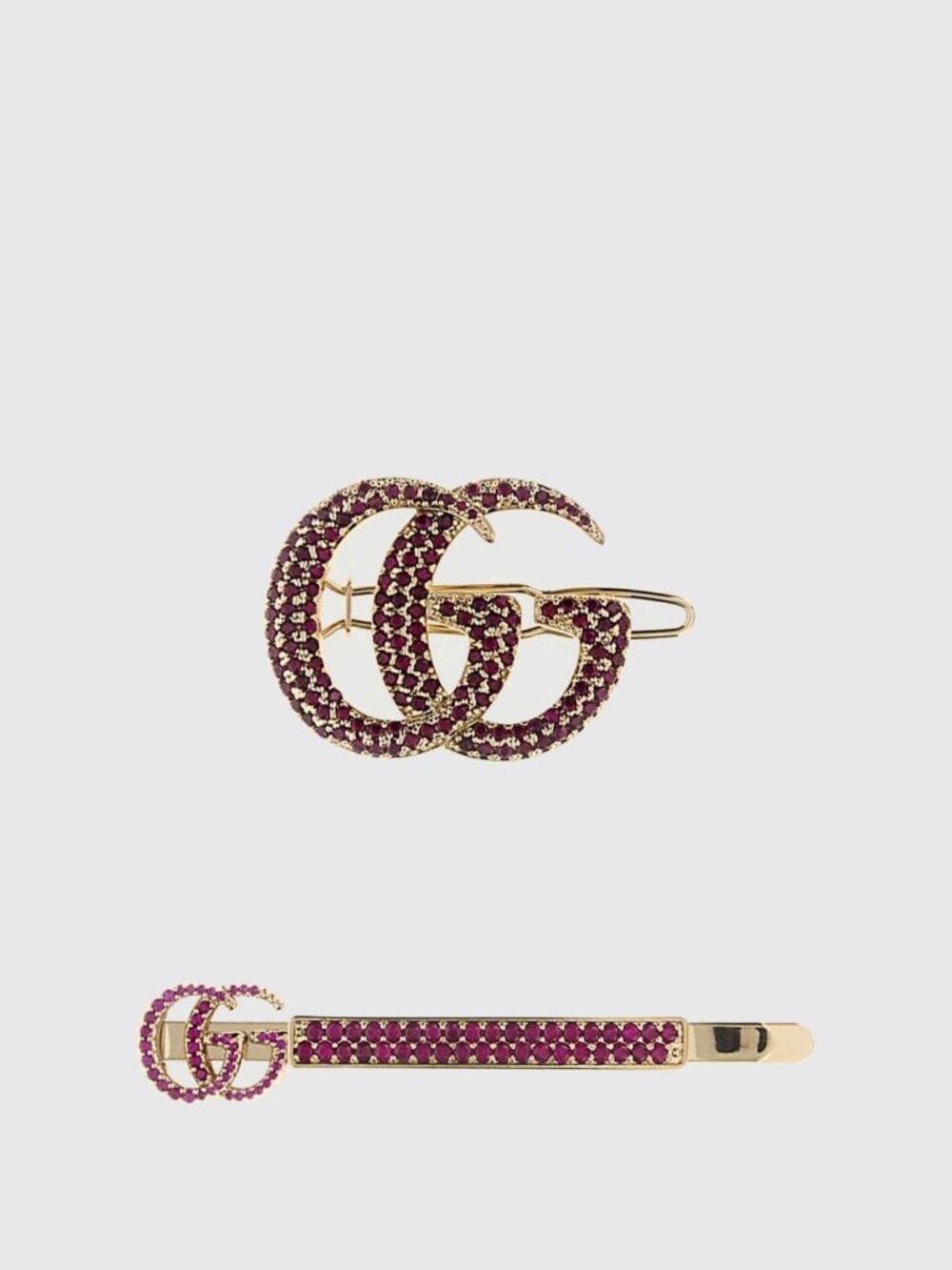 NEW Gucci Rhinestone Set Hair Clips Red Gold 100% Authentic